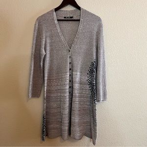 Nic + Zoe Bustle Button Front A-Line Textured Cardigan Size Large